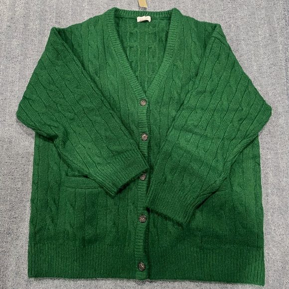 j.crew relaxed cable knit cardigan sweater | size m-L - Picture 2 of 6